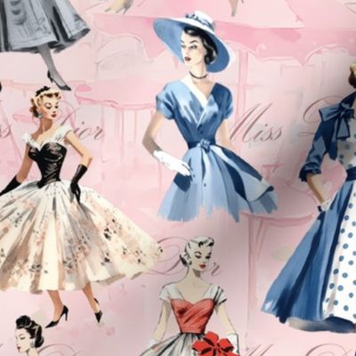 Enchanté Creations - Miss Dior - Pink Paris Wallpaper