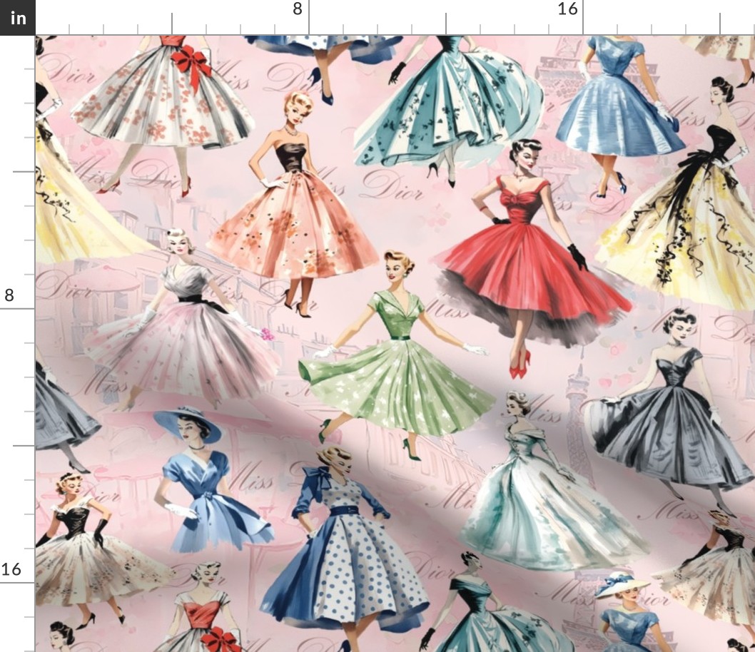 Enchanté Creations - Miss Dior - Pink Paris Wallpaper