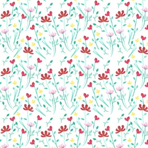 Watercolor floral liberty print in red