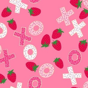 XO cookies and strawberries - pink