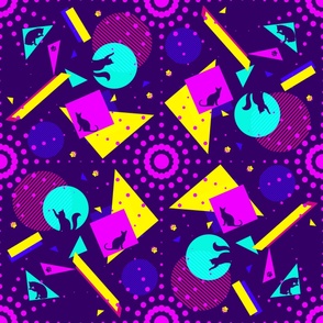 90s abstract cat sportsware print in neon