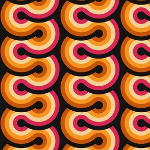 Warm 70s swirl in autumnal colors, classic design - jumbo scale