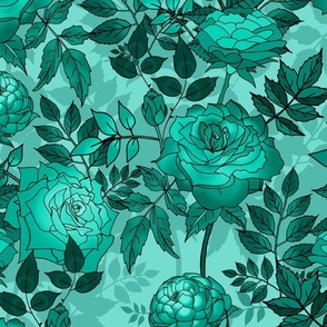 Teal Rose Garden (large scale)