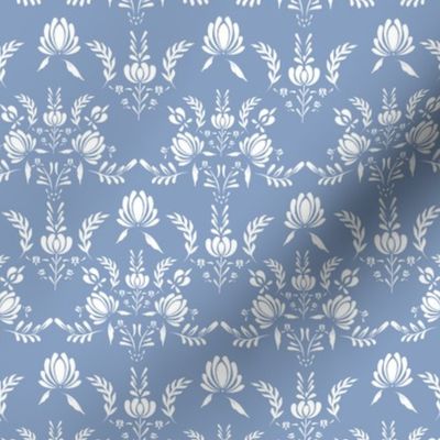 Blue and White Etched florals