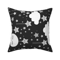 Gray Moon Star Clouds Nursery Baby Girl Boy Rotated 90 