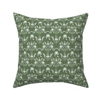 Green and White Etched florals