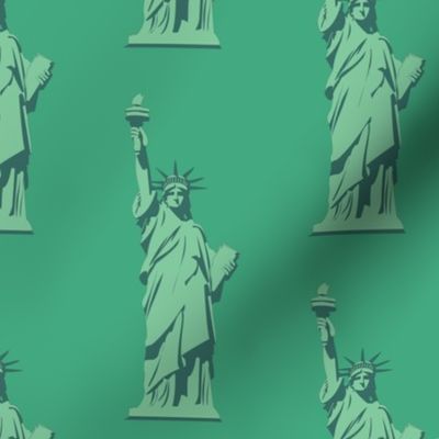 Small Lady Liberty Statues Repeat in Beguiling Green