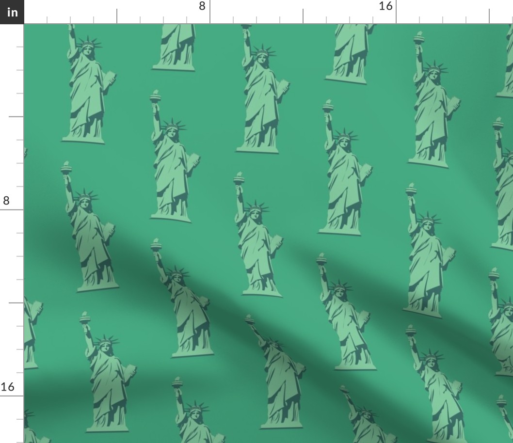 Small Lady Liberty Statues Repeat in Beguiling Green