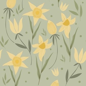 Fields of Daffodils | Yellow & Green | Florals | Medium Scale