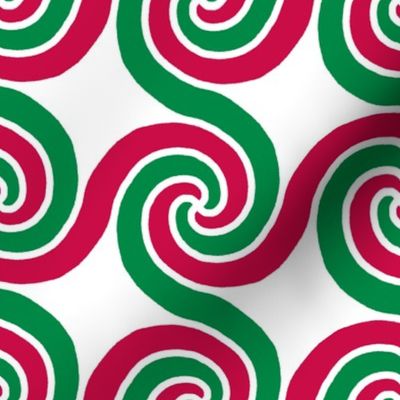 christmas swirls red and green on white