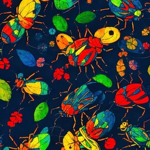Whimsical colored bugs