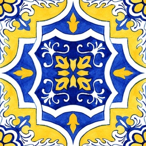 Yellow Azulejos Tlie Large Ornament