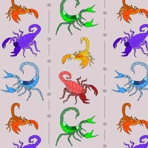 Scorpions, colorful on neutral gray - medium scale print