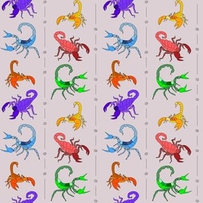 Scorpions, colorful on neutral gray - small scale print