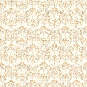 4" Victorian Entwined Floral in Ivory and Mustard Gold by Audrey Jeanne
