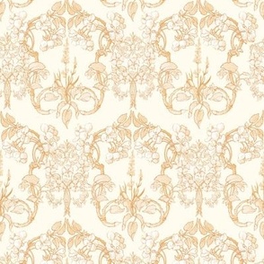 8" Victorian Entwined Floral in Ivory and Mustard Gold by Audrey Jeanne