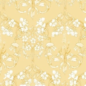12" Victorian Entwined Floral in Mustard Gold and Ivory by Audrey Jeanne