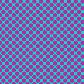 Big Violet Purple Polka Dots on Blue Cyan  || classic geometric shapes circles (medium)