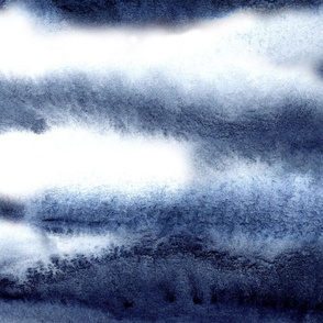 Watercolor Abstract Indigo Sky - Jumbo Size - blue navy ocean water waves beach