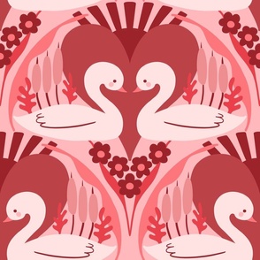 Love ducks  monochromatic rich crimson