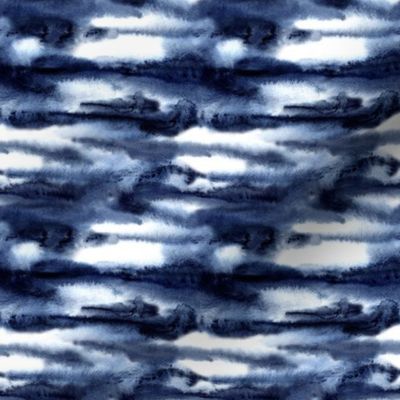 Watercolor Abstract Indigo Sky - Ditsy Scale - blue navy ocean water waves beach