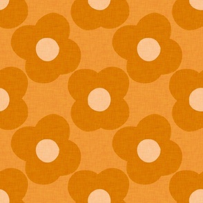 70s Modern Daisy Floral Orange Peach
