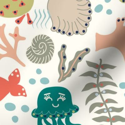 Under the sea - ocean animals - duvet cover for kids bedding set - Jumbo scale