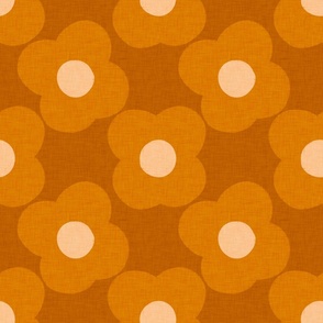 70s Modern Daisy Floral Orange Rust