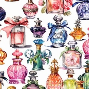 Parisian Perfume Gems – White Background Wallpaper 