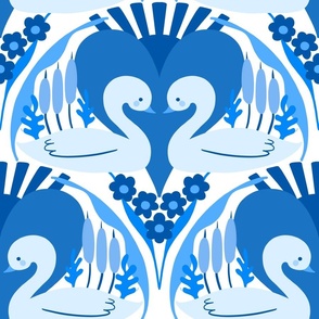 Love ducks blue white monochromatic