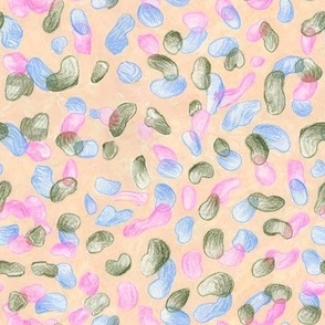 Abstract colored beans on a beige background. 