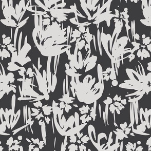 Retro Vintage Flowers in Black and White