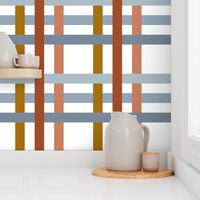 woven stripe - blue grey_ white and jasper red