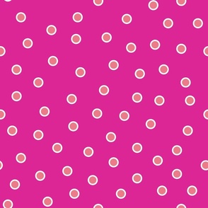 Double Dots Salmon Pink on Bright Pink: Medium