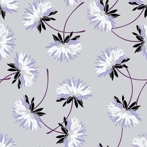 Whimsical Floral in Mauve Purple and Black