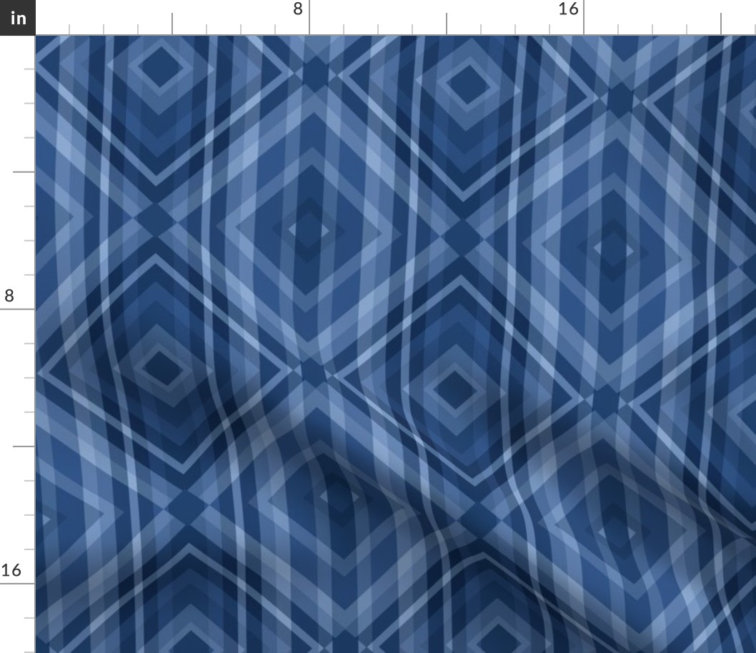 Navy blue plaid diamond geometric 