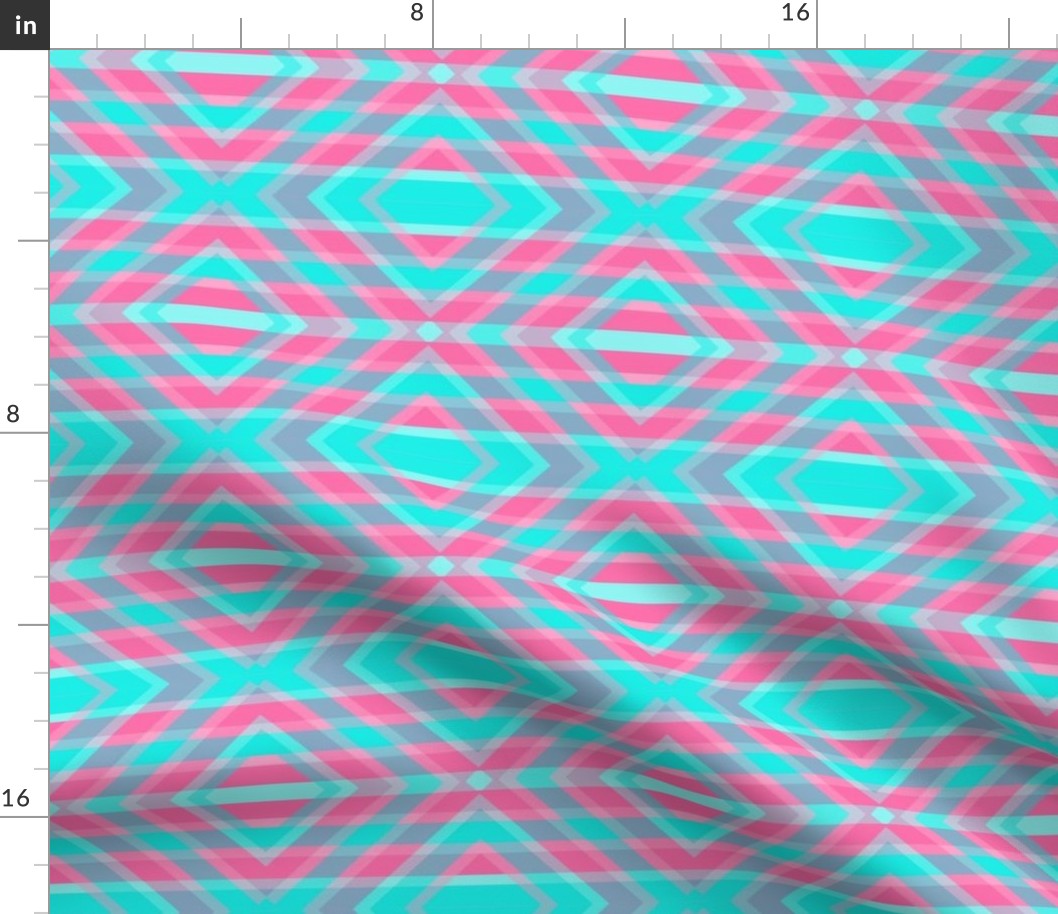 Pink Blue Plaid Diamond Geometric 