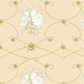 6" Bouquets and Bees in Muted Gold by Audrey Jeanne