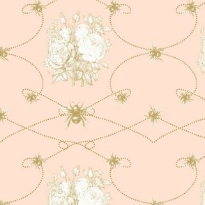 6" Bouquets and Bees in Blush Pink by Audrey Jeanne
