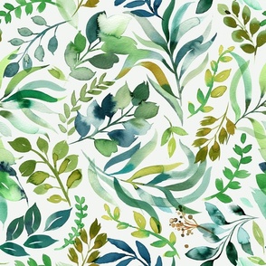 Nature leaves botanical Green botanical watercolor Medium