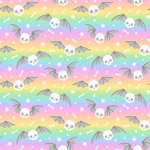 Winged Skulls on Pastel Rainbow Gradient (Extra Small Scale)