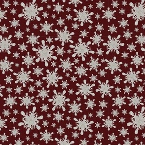 Vintage Snowflake Charm Burgundy 6x6