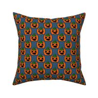 Jack o Lantern on Blue Grey Background 