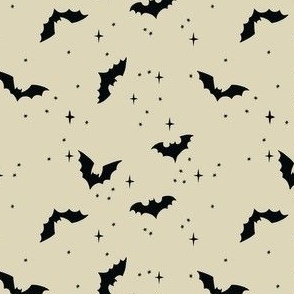 mini // Cute Hand Drawn Halloween Bats - jet black on cream // 4”