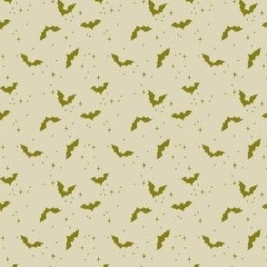 micro // Cute Hand Drawn Halloween Bats - olive green on cream // 2”