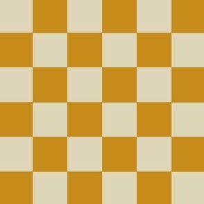 micro // Halloween Checkers - saffron yellow and cream // 2”