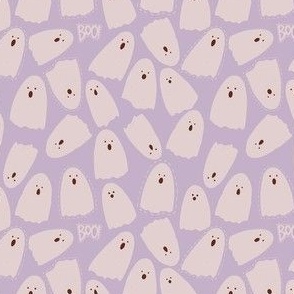 mini // Cute Retro Halloween Ghosts Group - blush purple on lilac purple // 4”