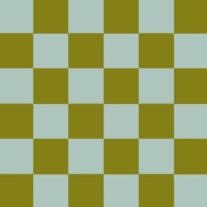 micro // Halloween Checkers - olive green and baby blue // 2”