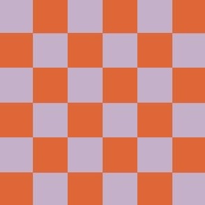 micro // Halloween Checkers - lilac purple and coral orange // 2”