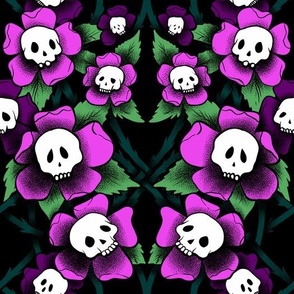 Gothic Skull Flowers In Hot Pink